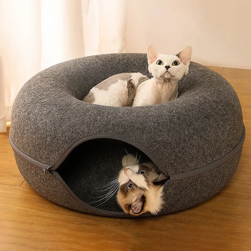 Kitty-Cave Felt Cat Tunnel